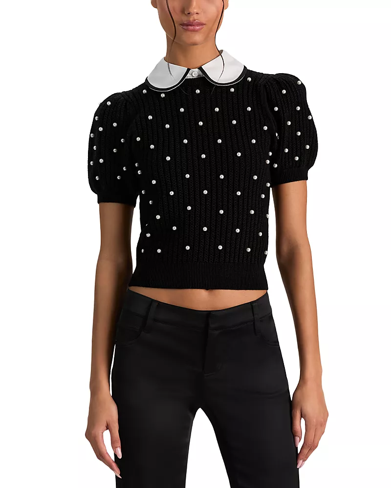 Alice and Olivia Chase Embellished Wool Sweater