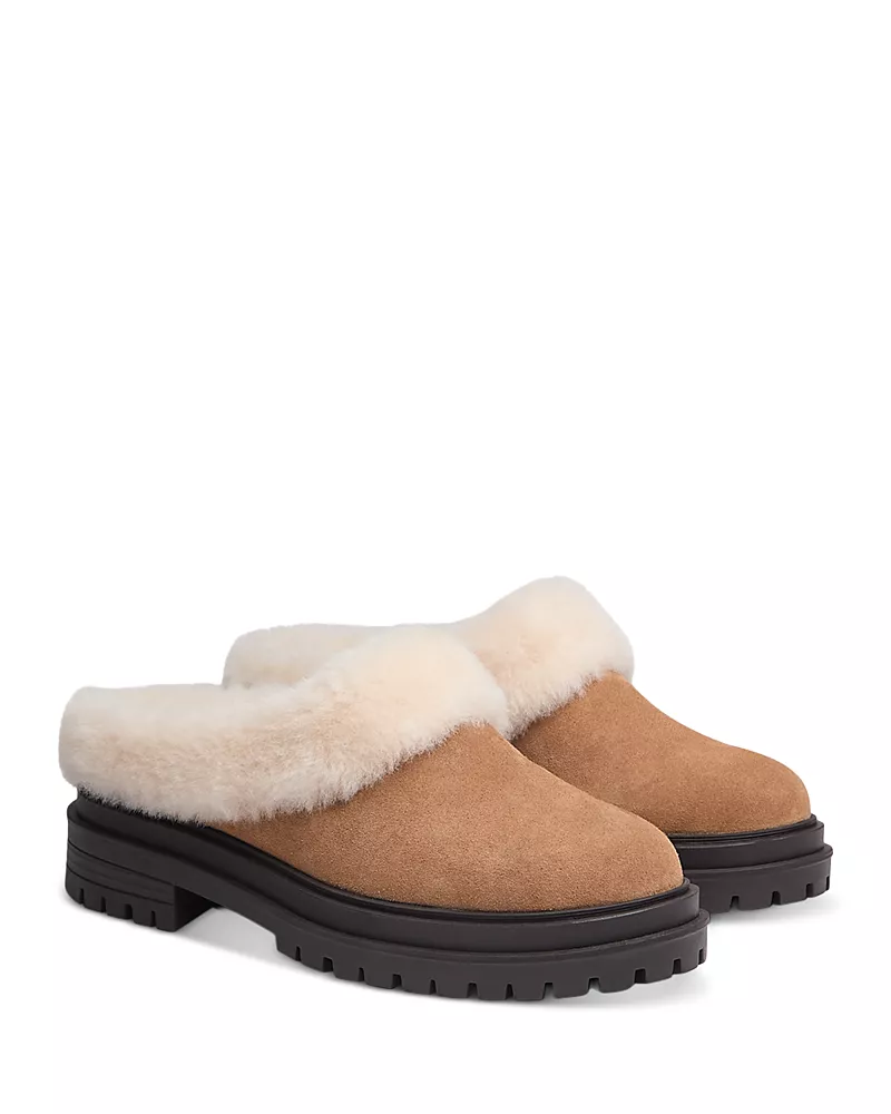 rag & bone Women's Bedford Shearling Lined Suede Clogs