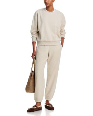 Oversized Sherpa Crewneck Sweatshirt & Teddy Sherpa Fleece Boyfriend Sweatpants