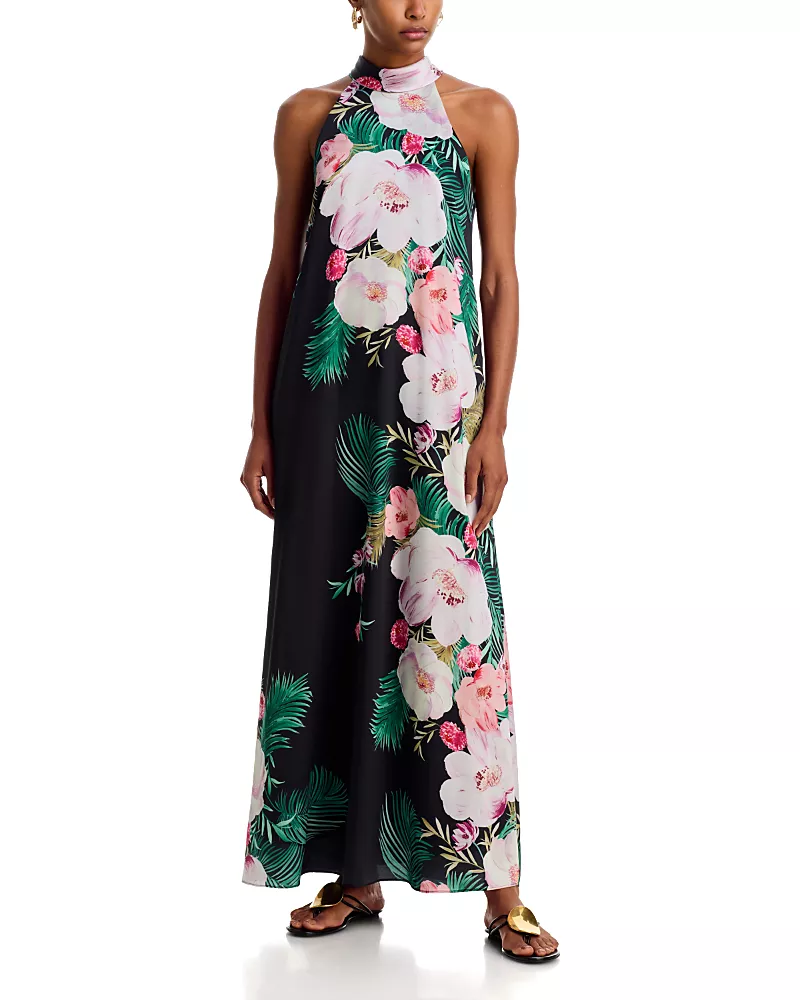 Kobi Halperin Misha Printed Halter Neck Maxi Dress