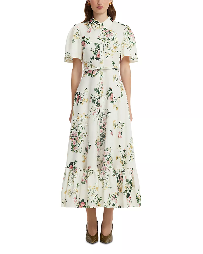 Leo Lin Becca Printed Short Sleeve Midi Dress