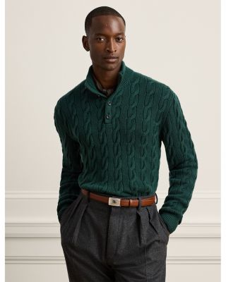 Cable Knit Cashmere Mockneck Sweater