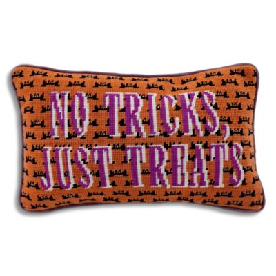 No Tricks Just Treats Needlepoint Pillow