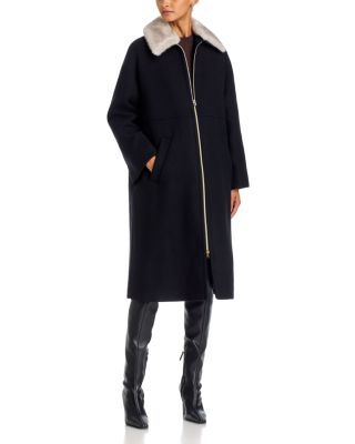 Faux Fur Collar Long Coat