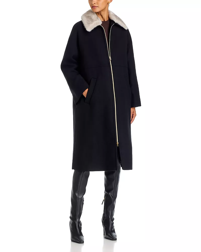 Herno Faux Fur Collar Long Coat