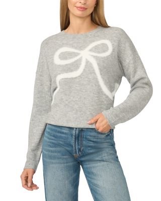 Eyelash Bow Crewneck Sweater