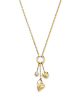 10K Yellow Gold Lab Grown Diamond Heart Multi Charm Pendant Necklace, 0.25 tcw