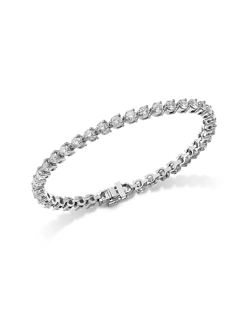 Bloomingdale's Fine Collection Diamond Three Prong Tennis Bracelet in 14K White Gold, 7.0 tcw