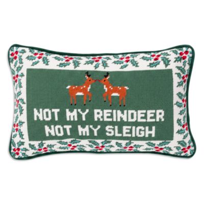 Not My Reindeer Needlepoint Pillow