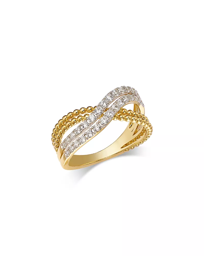 Bloomingdale's Fine Collection Diamond Micro Pave Crossover Band in 14K Yellow Gold, 0.50 tcw