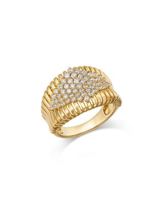 Bloomingdale's Fine Collection Diamond Pave Grooved Statement Ring in 14K Yellow Gold, 1.0 tcw