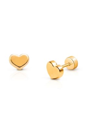  Girls' 14K Gold on Titanium Golden Heart Stud Earrings - Baby, Little Kid, Big Kid