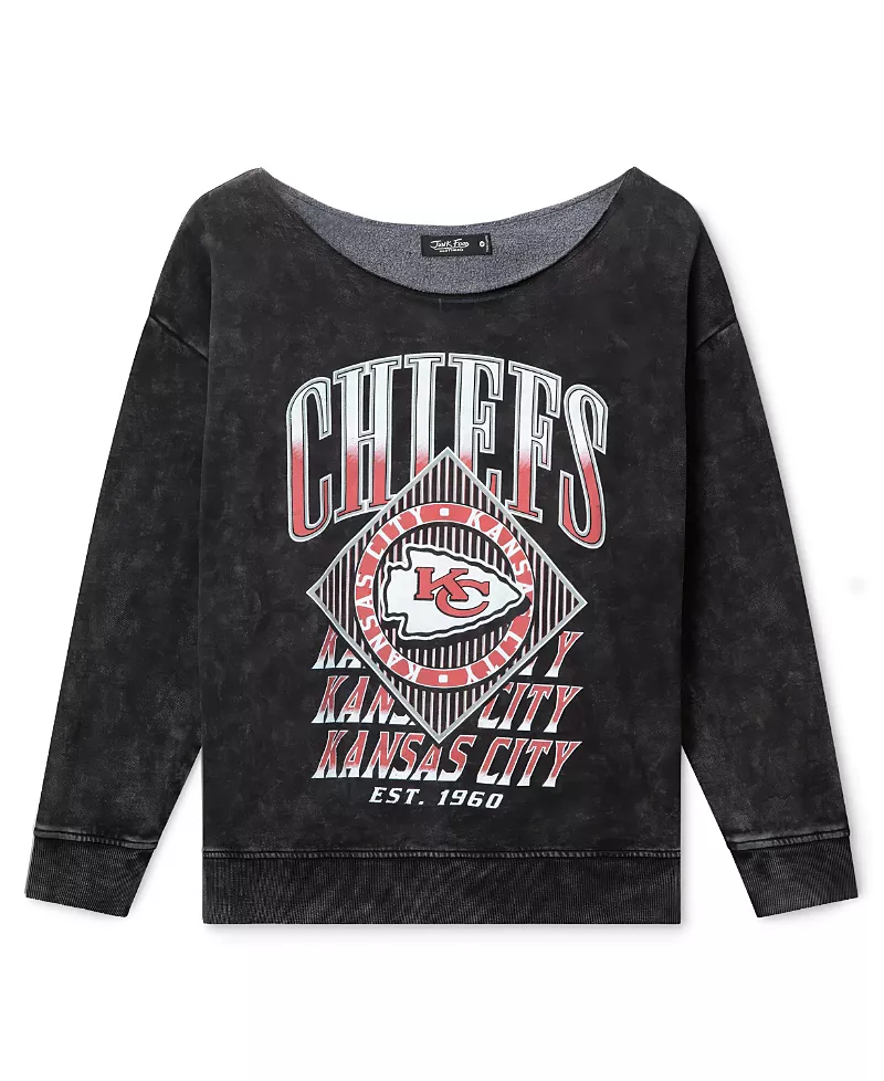 Junk Food Clothing Women's Nfl Kansas City Chiefs Off Shoulder Cropped Fleece