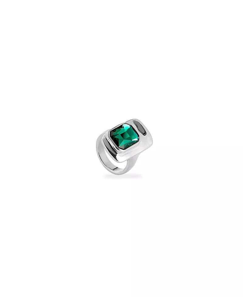 UNOde50 Sterling Silver Plated Ring with Green Crystal