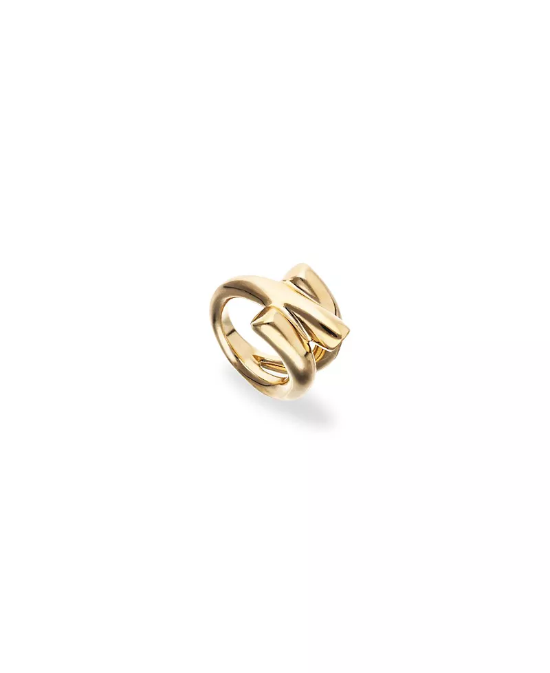 UNOde50 Gold-Plated Ring in Triple Tube Shape