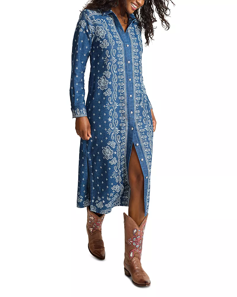 Tommy Bahama Bandana Bay Cotton Long Sleeve Midi Dress