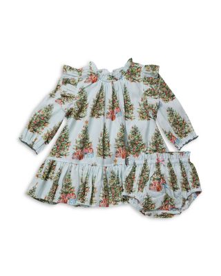 Girls' Harper Cotton Poplin Christmas Tree Dress & Bloomers Set - Baby