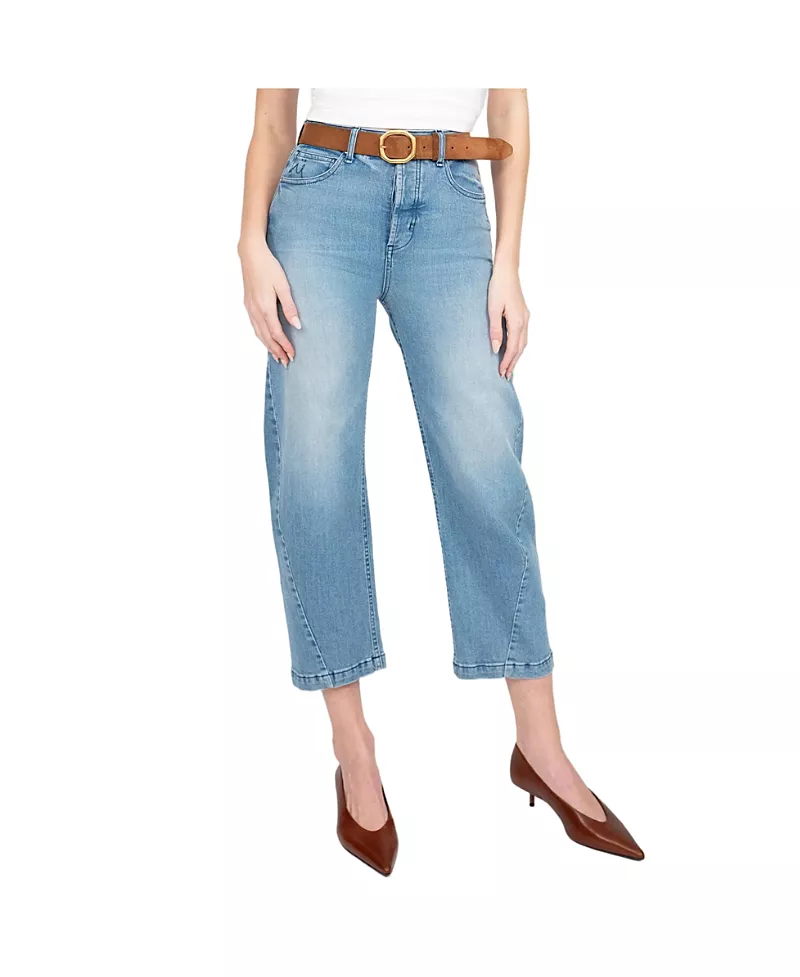 Rudes Denim Mid Rise Gail Barrel in Light Blue