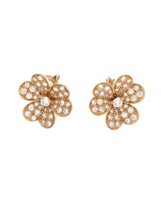  Small Frivole Stud Earrings 18K Gold and Pave Diamonds