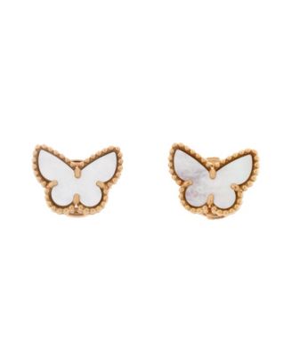  Sweet Alhambra Butterfly Stud Earrings 18K Gold and Mother of Pearl