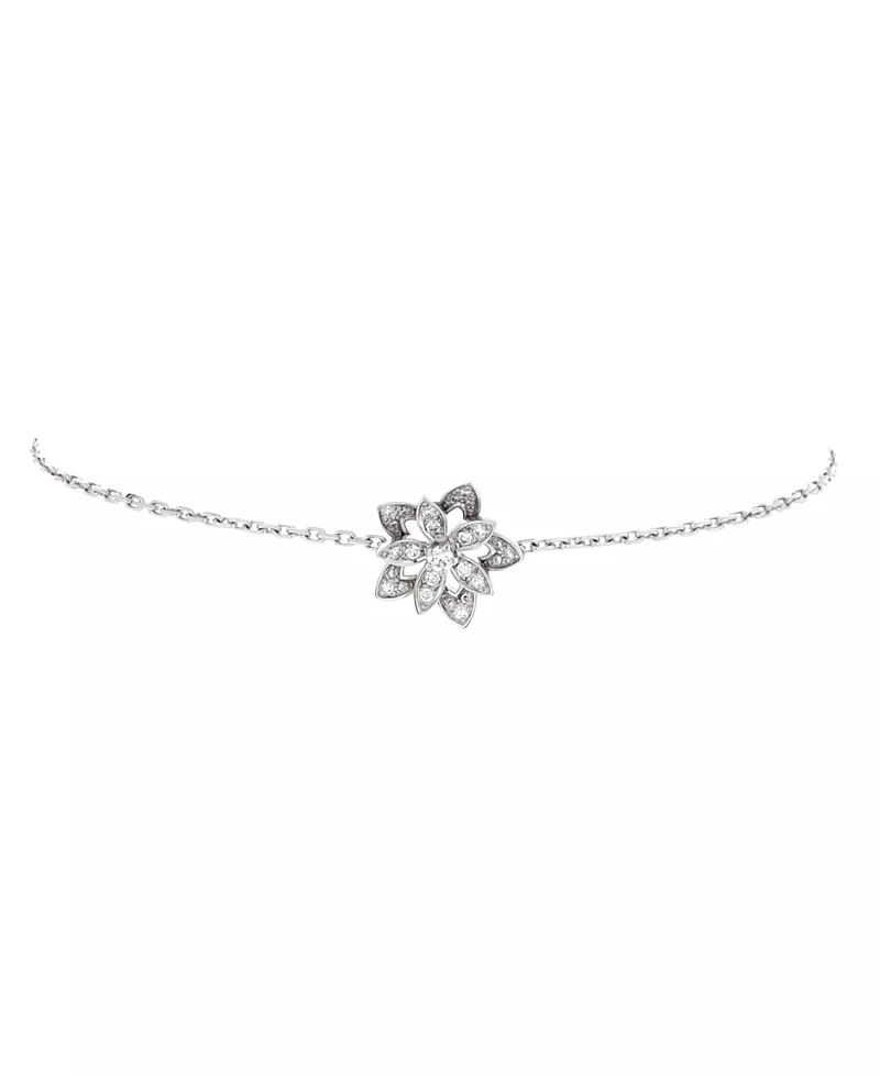 Pre-Owned Van Cleef & Arpels Mini Lotus Openwork Bracelet 18K White Gold with Diamonds