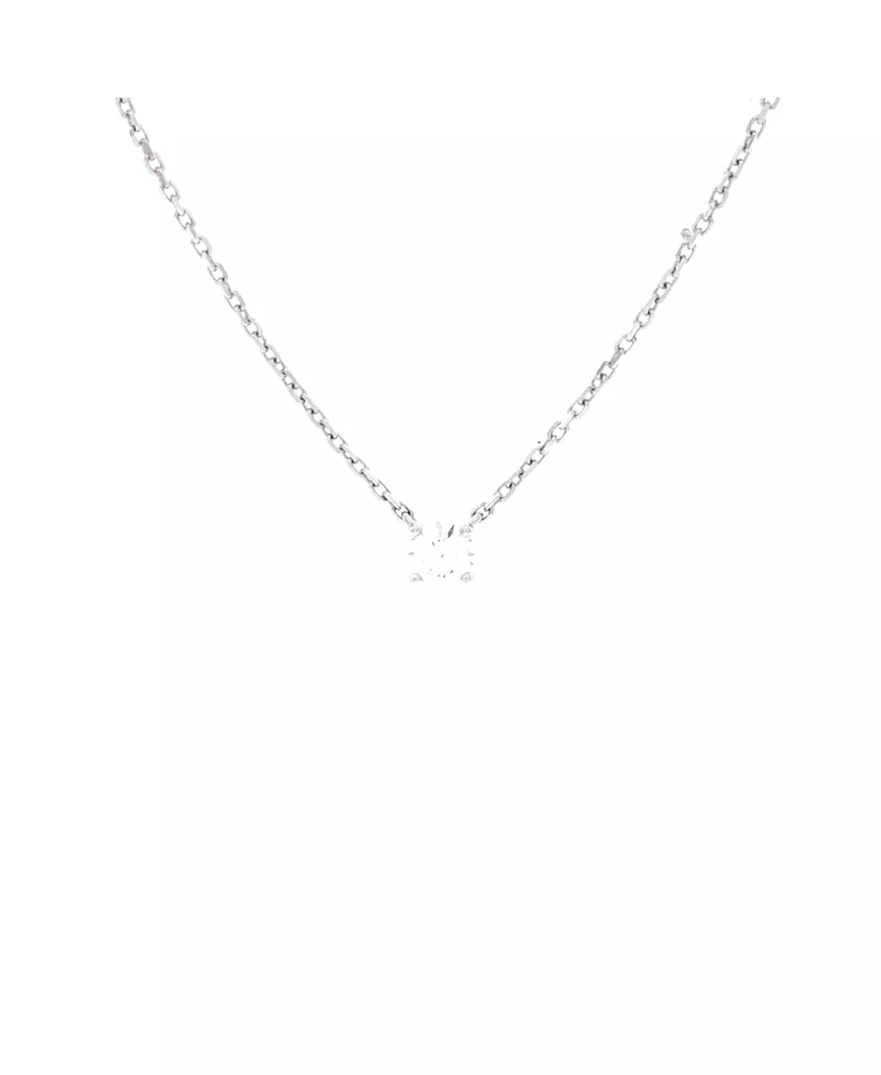 Pre-Owned Cartier 0.20CT 1895 Solitaire Necklace 18K White Gold with Rbc Diamond D/VVS1, 16.5