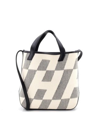 27 Cabas H en Biais Tote Canvas with Leather