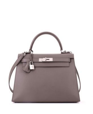 Kelly 28 Handbag Grey Epsom with Palladium Hardware