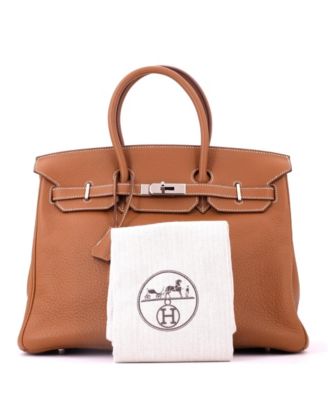 Birkin 35 Handbag Brown Clemence with Palladium Hardware