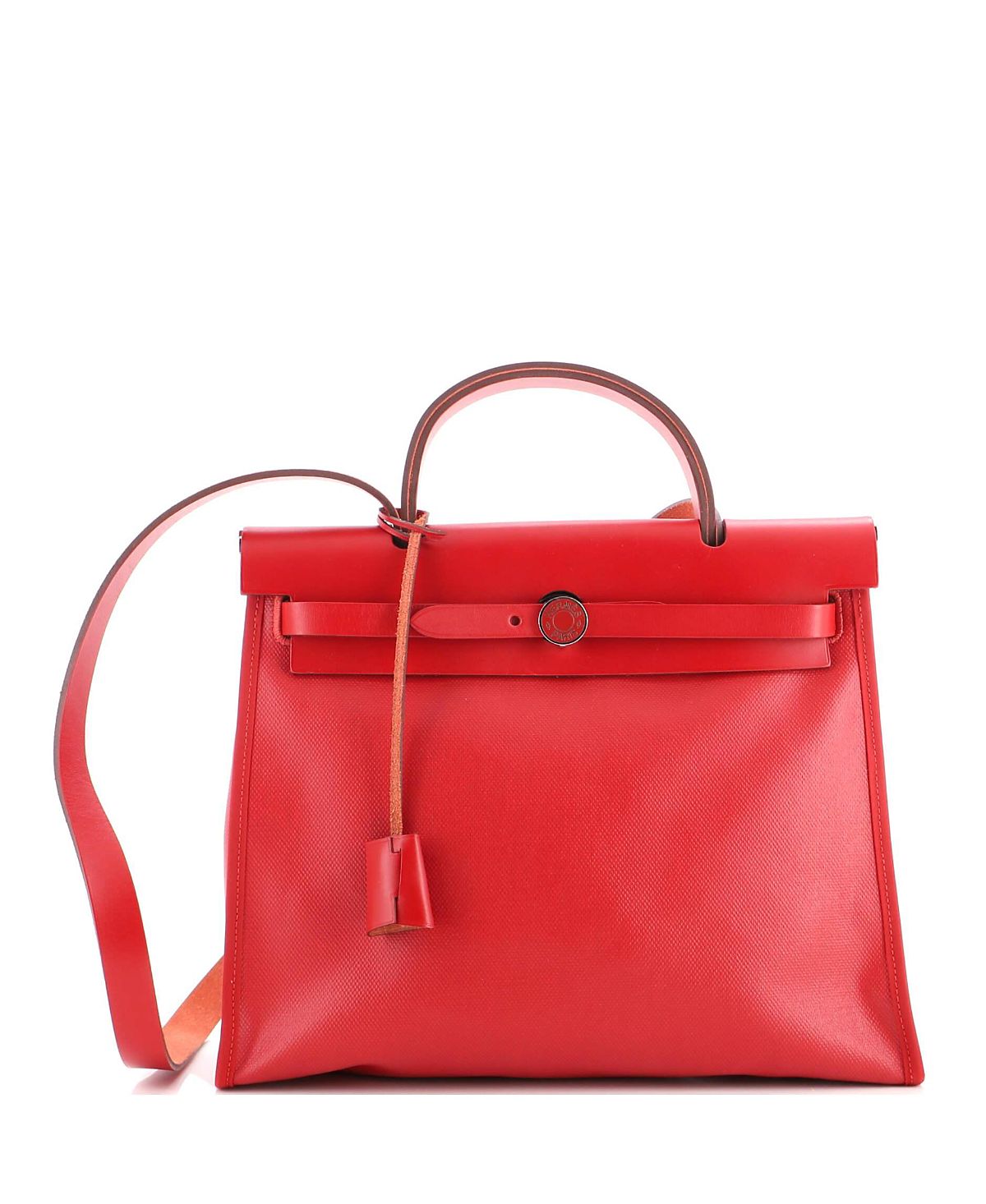 Pre-Owned HERMES 31 Herbag Zip Berline Vache Canvas and Leather