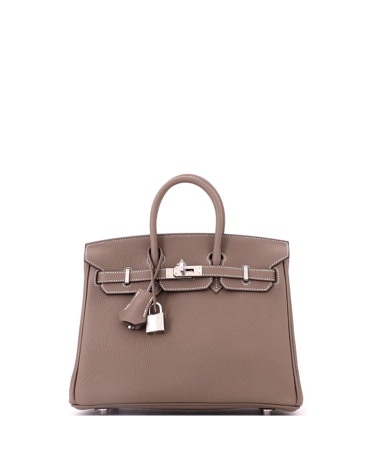 Pre-Owned HERMES Birkin 25 Handbag Grey Togo with Palladium Hardware