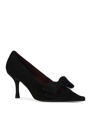 Women's Suede Mid Heel Bow Pumps
