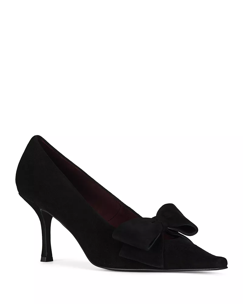Jeffrey Campbell Women's Suede Mid Heel Bow Pumps