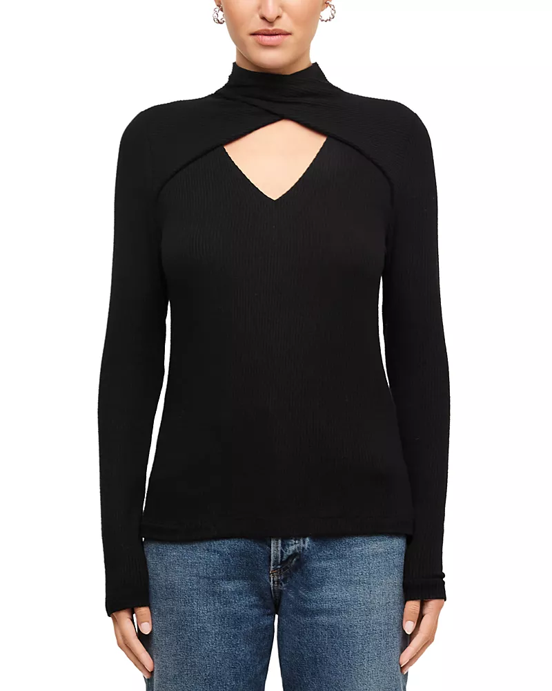 Fifteen Twenty Kari Crossover V Neck Long Sleeve Top