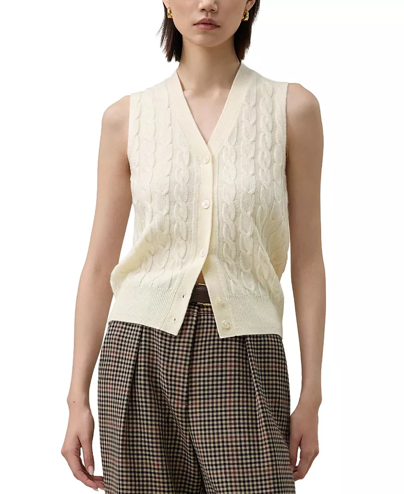 Lilysilk Washable Cable Knit Wool Vest