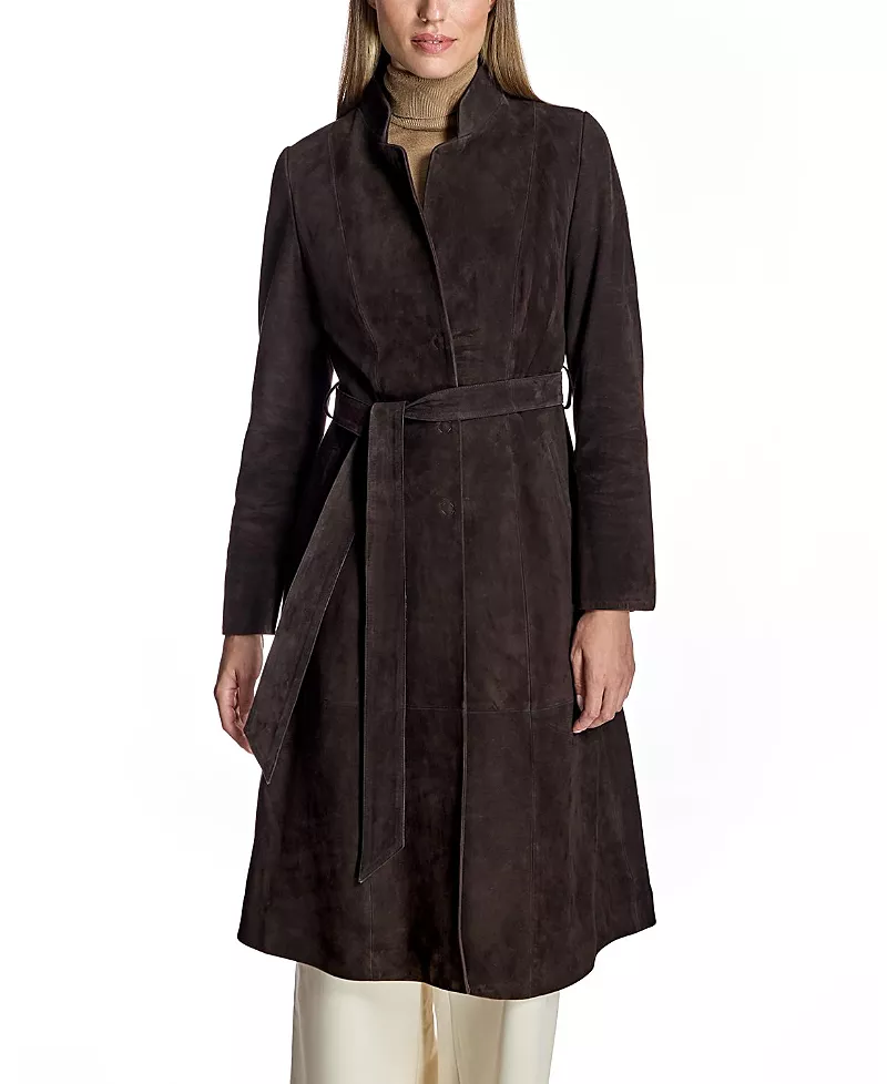 Maximilian Belted Suede Coat