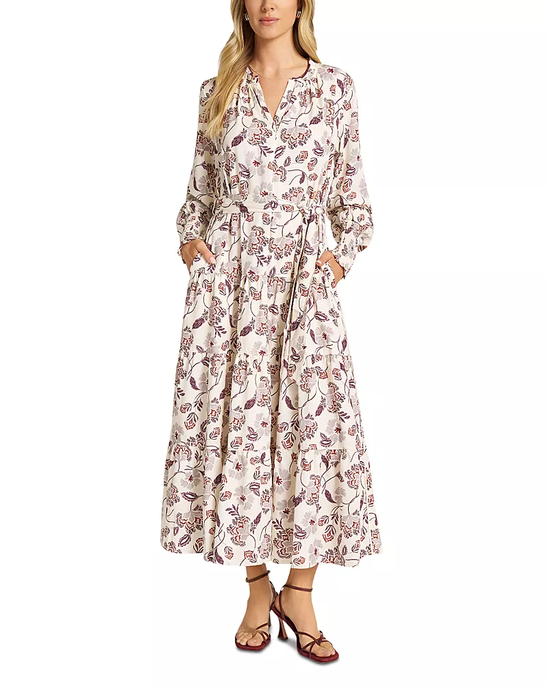 Matty M Everline Printed Ruffle Collar Maxi Dress