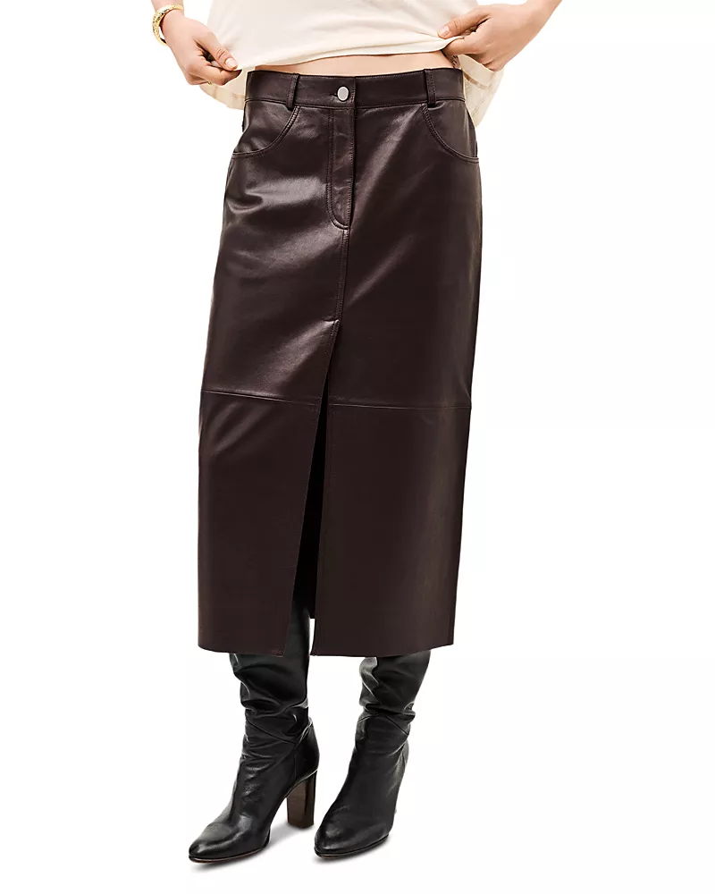 ba & sh Solene Leather Pencil Skirt