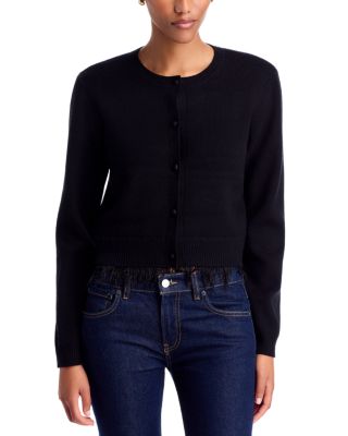Feather Trim Crewneck Cardigan - Exclusive
