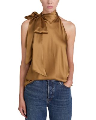 Ribbon Silk Halter Bow Top