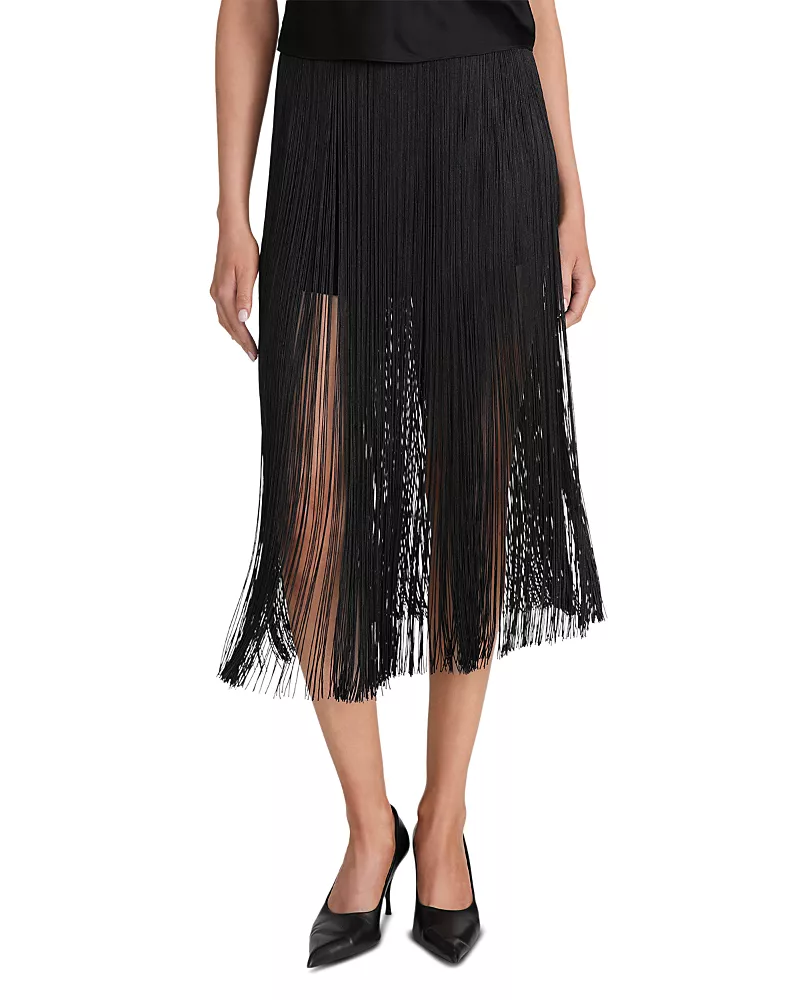 Frame The Fringe Silk Midi Skirt