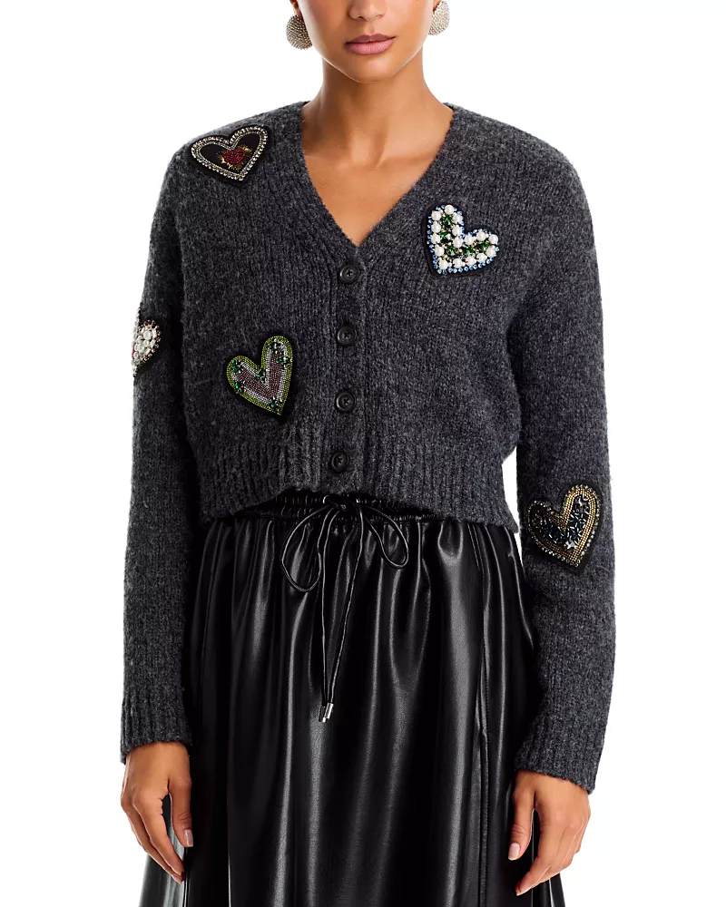 Cinq a Sept Emily Wool Blend Embellished Cropped Cardigan
