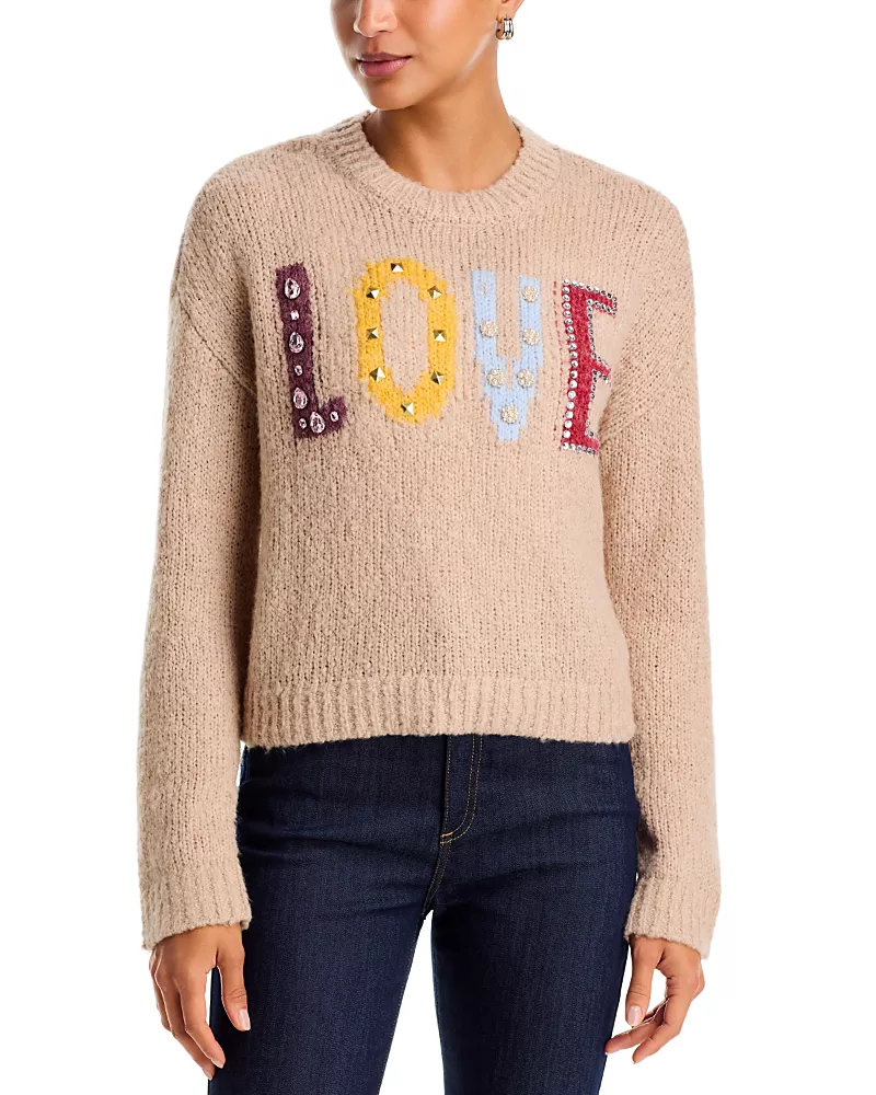 Cinq a Sept Jillian Love Graphic Crewneck Sweater