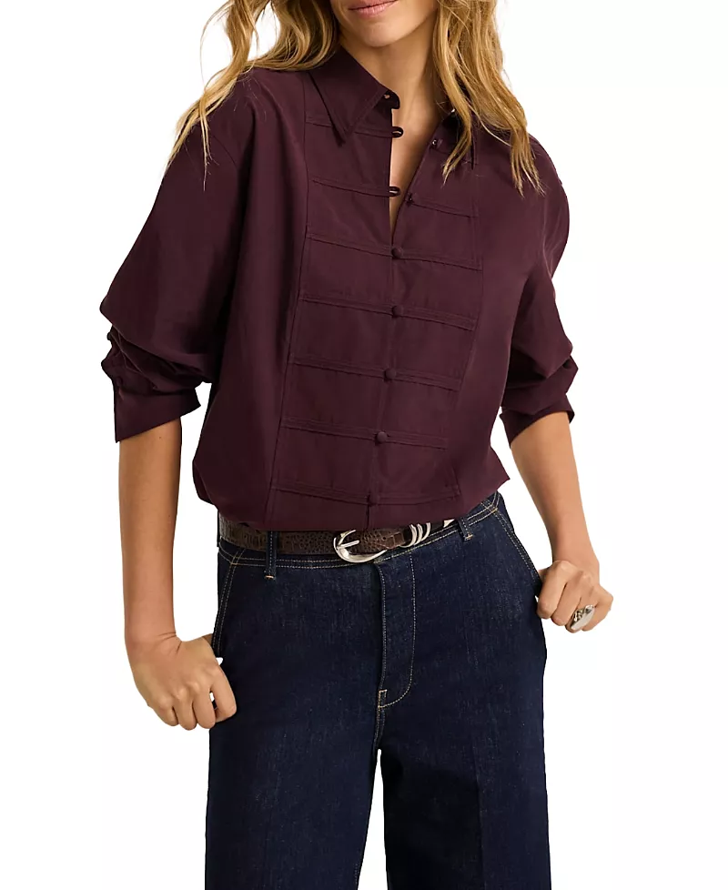 Mint Velvet Women's Cotton Blend Knot Button Shirt