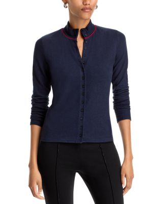 Knit Brushed Fitted Mock Neck Cardigan