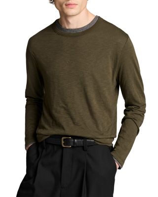 Fine Slub Double Layer Long Sleeve Crewneck Shirt