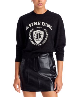 Anine Bing Mia Merino Wool Crewneck Sweater
