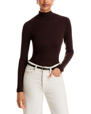Merino Wool Rib Knit Turtleneck Sweater