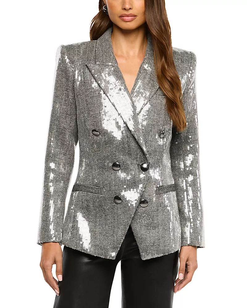 L'Agence Kyomi Sequin Double Breasted Blazer