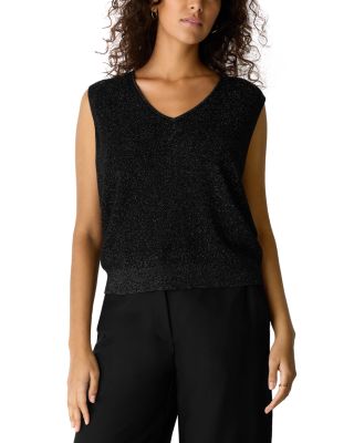 Wool Blend Lurex V Neck Vest